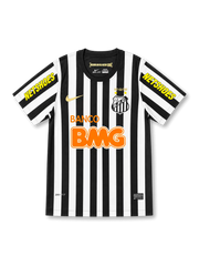 2012 Santos home jersey with black and white stripes, Banco BMG sponsor, NETSHOES sleeve details, and Neymar Jr #11 printing