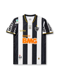 front view of Atletico Mineiro 2013 home shirt with black and white stripes, BMG sponsor, club crest, Lupo Sport branding, and Brazilian competition sleeve patch
