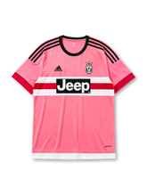 Juventus 2015/16 away football shirt by Adidas in pink with Jeep sponsor logo