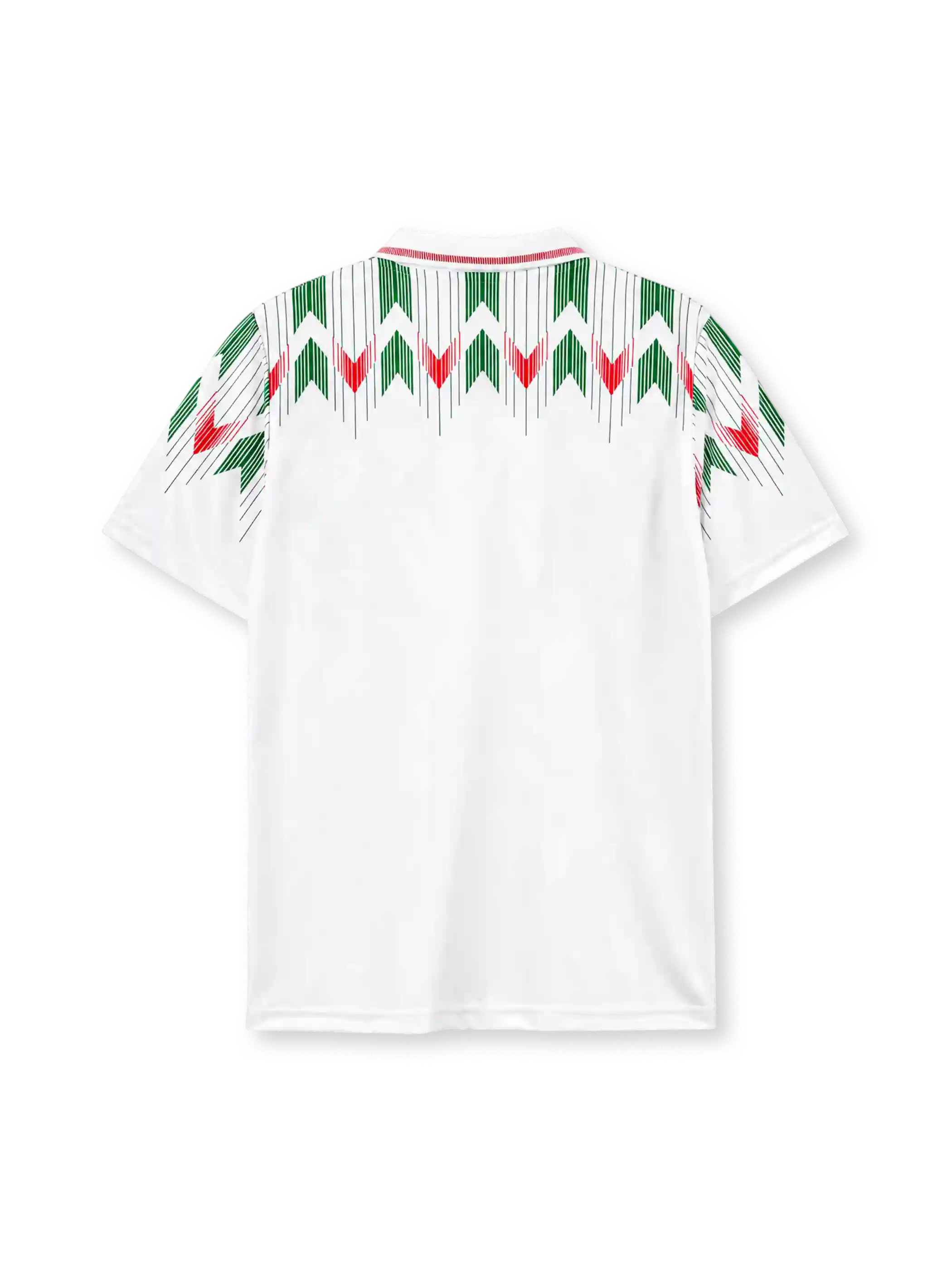Wales 1990/92 away football shirt by Umbro with red and green chevron print and FAW crest