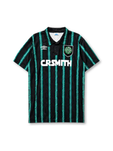 Celtic 1992/93 away football shirt by Umbro with green pinstripes and CR Smith sponsor logo