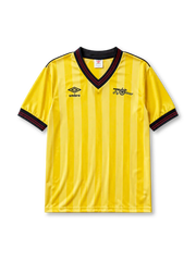 Arsenal 1983/86 away football shirt by Umbro in yellow and black stripes with cannon crest