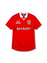 Manchester United 1999/00 home football shirt by Umbro with Camp Nou Champions League Final 1999 text