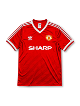 Manchester United 1986/88 home football shirt by Adidas with Sharp sponsor logo
