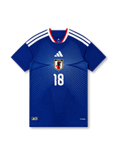 Japan 2026 home authentic blue football shirt with AYASE name and number 18