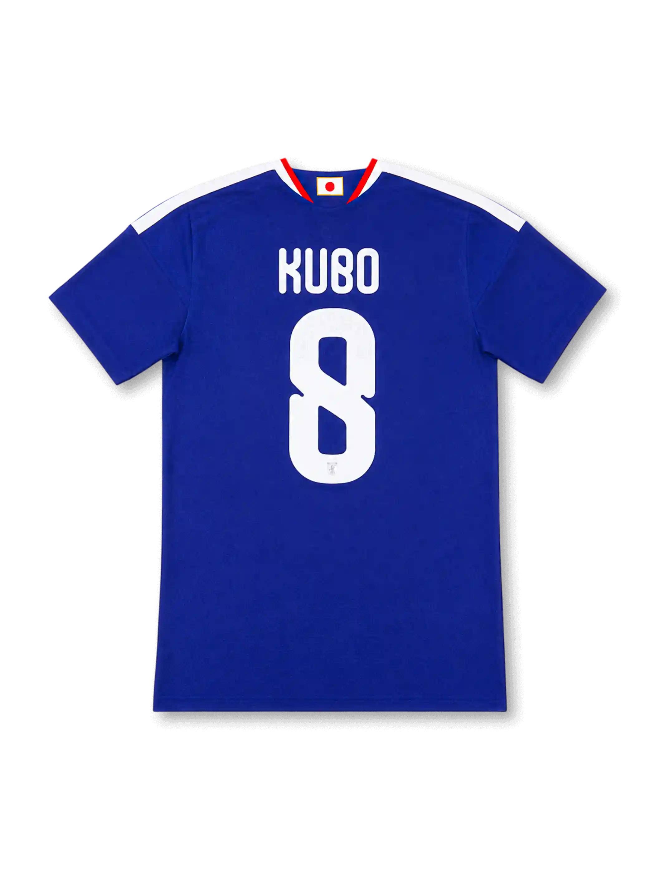 Japan 2026 home replica blue football jersey with Takefusa Kubo name and number 8
