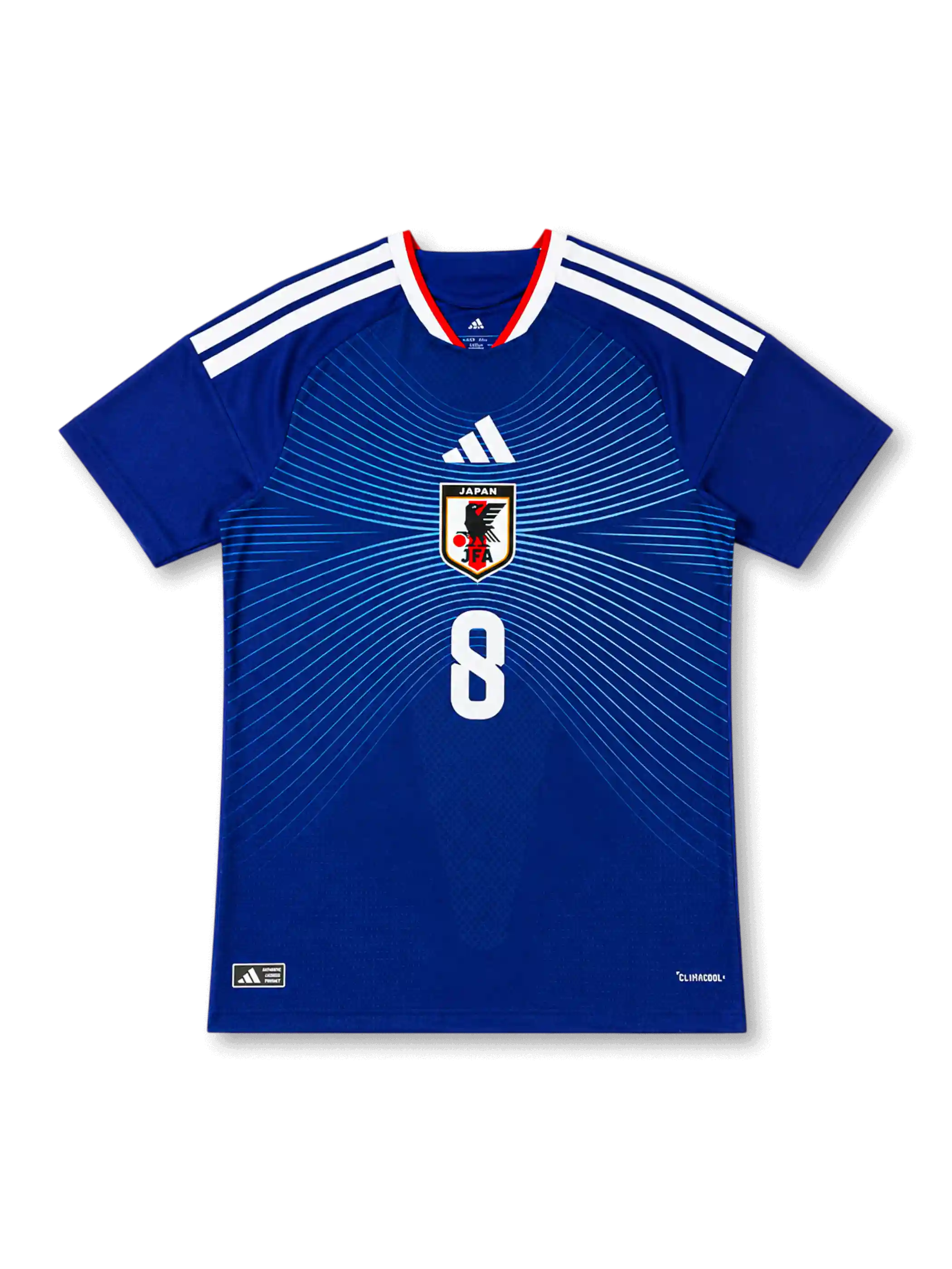 Japan 2026 home replica blue football jersey with Takefusa Kubo name and number 8