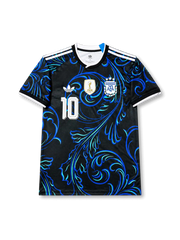 Front view of Argentina 2026 away shirt with Lionel Messi #10, Trefoil logo, AFA crest, and FIFA World Champions 2022 badge.