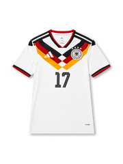 Front view of Germany 2026 home shirt with Florian Wirtz #17, DFB crest with four stars, and black-red-gold chest graphic.