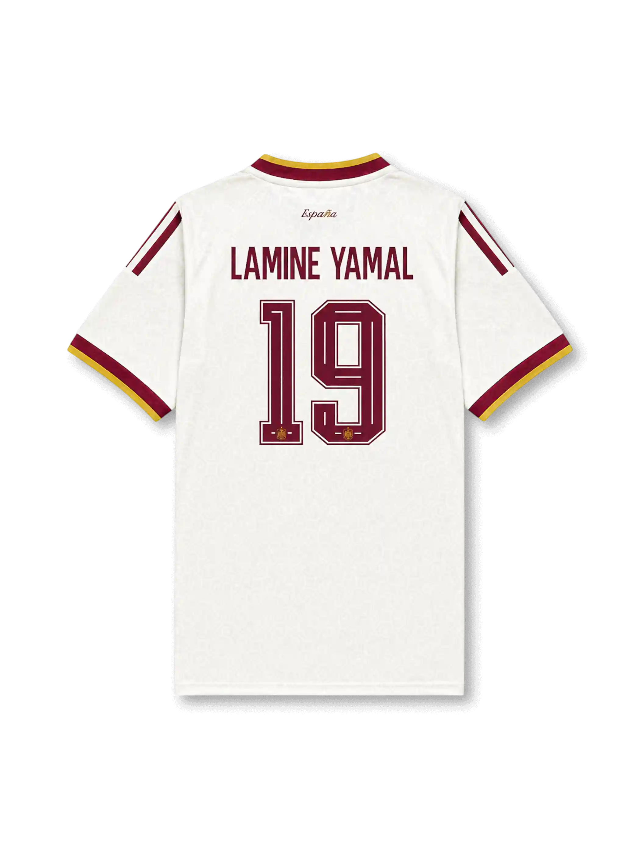 Back view of Spain 2026 away shirt with Lamine Yamal name-set and number 19.