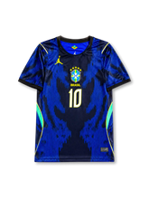 Front view of Brazil 2026 away shirt with Neymar Jr #10, CBF crest with five stars, and Jumpman logo.