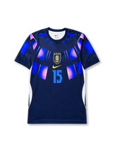 Front view of Uruguay 2026 away shirt with Federico Valverde #15, AUF crest with four stars, and geometric shoulder graphics.
