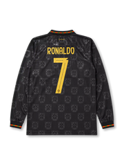 Back view of Portugal 2026 black long sleeve special edition shirt with RONALDO name-set and number 7.