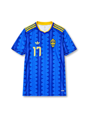 Viktor Gyökeres #11 Sweden 2026 World Cup away football jersey in blue with yellow trim, Sweden crest, front number 11, and Gyökeres name and number on the back.
