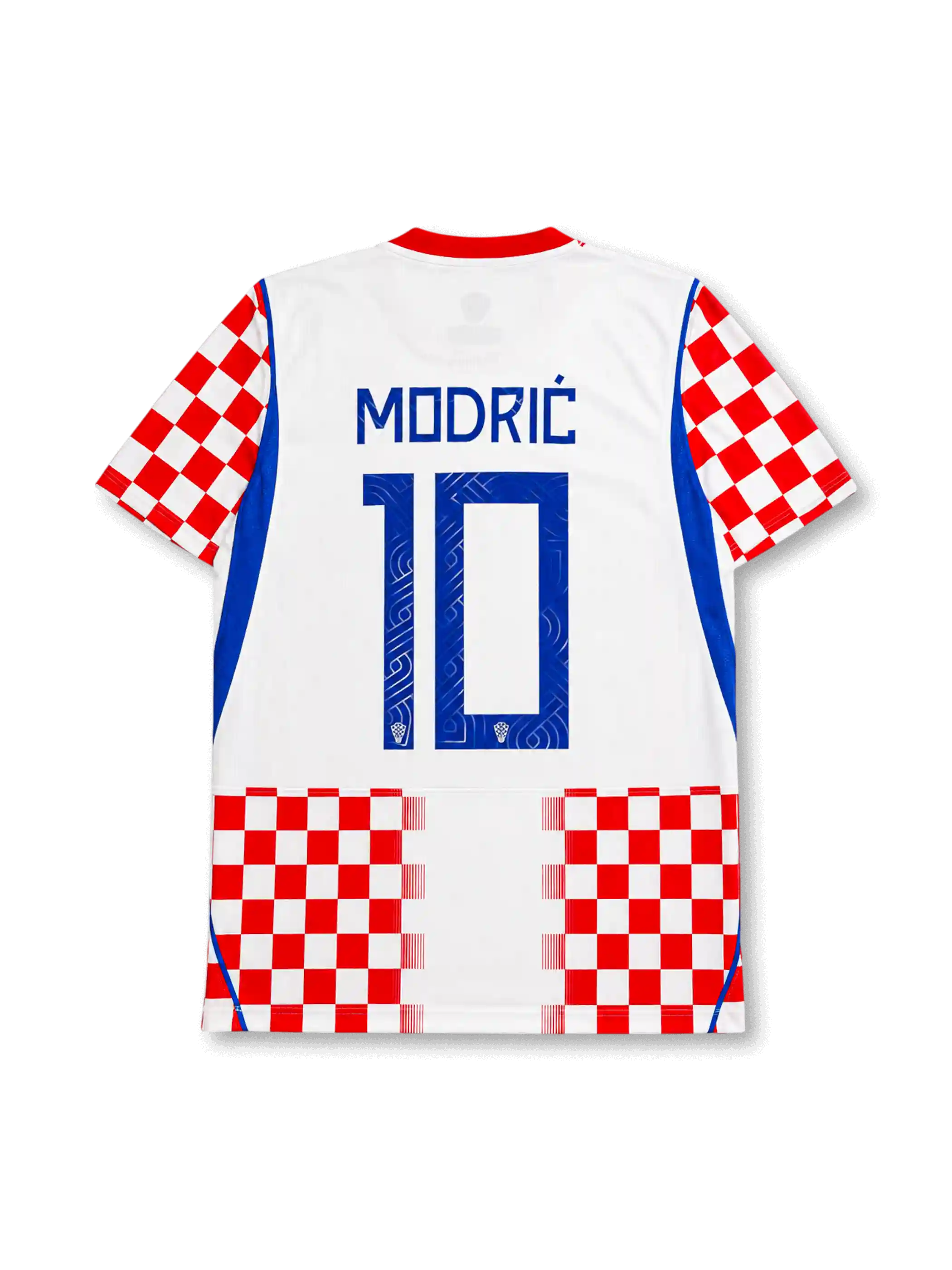 Luka Modrić Croatia 2026 World Cup home football jersey with red and white checkered design, blue number 10 on the front, and Modrić name and number 10 on the back.