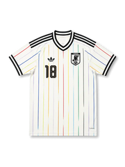 Japan 2026 away replica football jersey in white with Ayase Ueda name and number 18