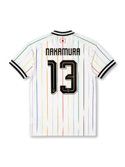 Japan 2026 away replica football jersey in white with Keito Nakamura name and number 13