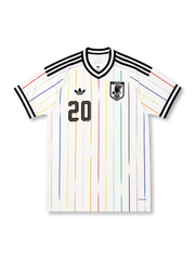 Japan 2026 away replica football jersey in white with Takefusa Kubo name and number 20