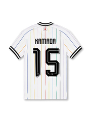 Japan 2026 away replica football jersey in white with Daichi Kamada name and number 15