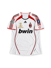 AC Milan 2007 UEFA Champions League Final Away Jersey Kaká #22, adidas white soccer shirt with red and black accents, bwin sponsor logo and AC Milan club crest, retro football jersey reference.