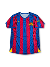 FC Barcelona 2005/06 Paris Champions League Final Home Jersey Lionel Messi #30, classic Nike soccer shirt featuring blue and red vertical stripes, FC Barcelona crest, UNICEF sponsor logo, and Messi name and number 30 on the back.
