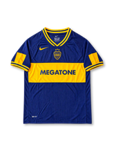Boca Juniors 2001/02 Home Jersey Martín Palermo #9, retro Argentine club soccer shirt featuring the iconic blue body with a yellow chest band, Boca Juniors club crest, sponsor logo, and Palermo name and number 9 on the back.