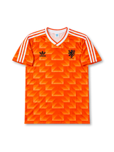 Netherlands 1988 UEFA European Championship Home Jersey #10, iconic retro national team soccer shirt featuring the classic bright orange design, black adidas branding, Netherlands national team crest, and number 10 on the back.