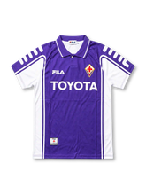 ACF Fiorentina 1999/00 Home Jersey Gabriel Batistuta #9, retro Italian club soccer shirt featuring the iconic purple design, Fiorentina club crest, Nintendo sponsor logo, and Batistuta name and number 9 on the back.
