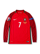 Portugal 2016 Euro Final Home Long Sleeve Shirt #7 Ronaldo