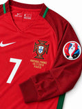 Portugal 2016 Euro Final Home Long Sleeve Shirt #7 Ronaldo