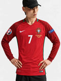 Portugal 2016 Euro Final Home Long Sleeve Shirt #7 Ronaldo