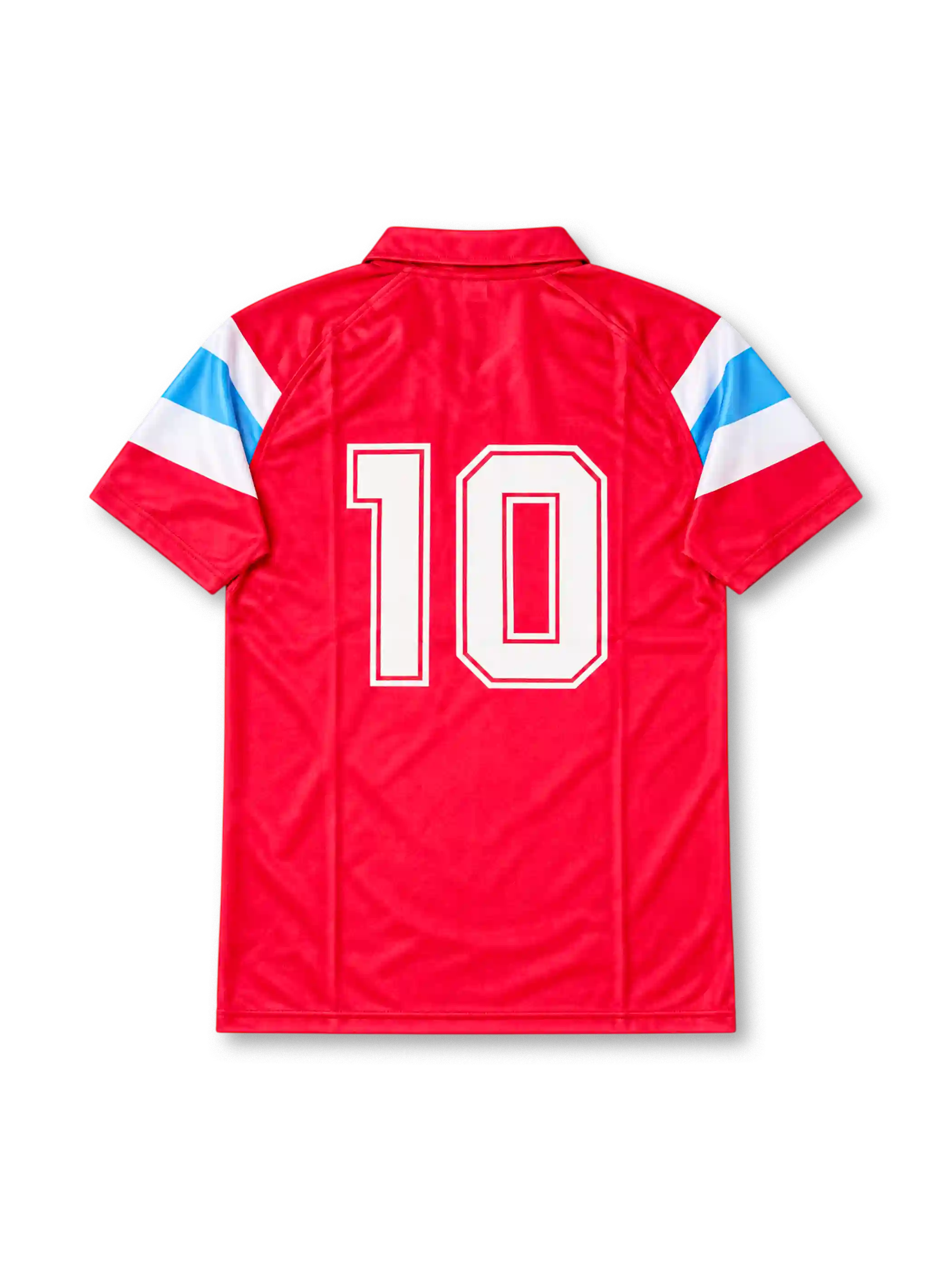 Napoli 1990-91 red third retro football jersey featuring Ennerre NR branding, Mars sponsor, Italian tricolour Scudetto shield and distinctive white and sky-blue curved graphics.
