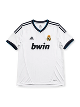 Real Madrid 2012/13 home jersey in white with navy adidas stripes and bwin sponsor branding