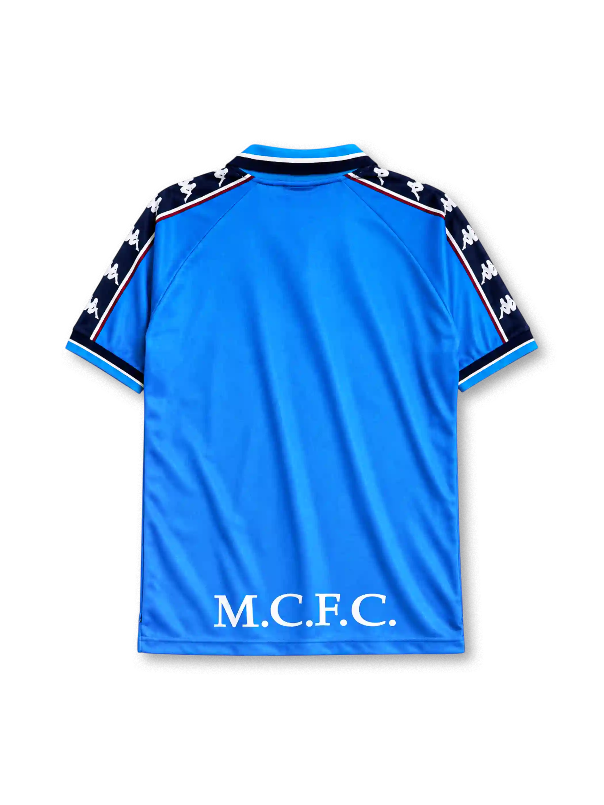 Manchester City 1997/98 home jersey in sky blue with navy Kappa sleeve panels and Brother sponsor branding
