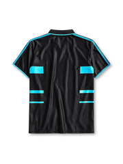 Olympique Marseille 1999/2000 third jersey in black with sky blue horizontal bands and Ericsson branding