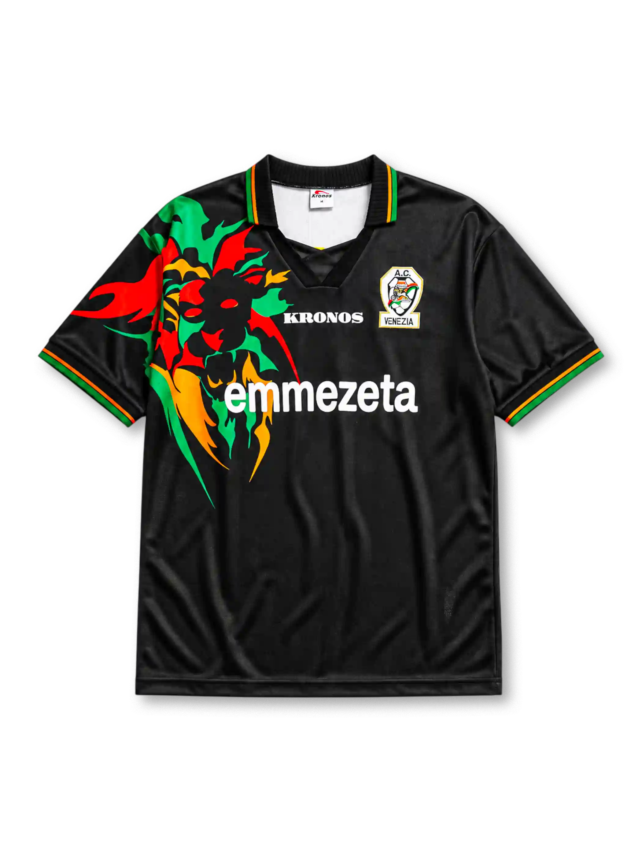Venezia AC 1998/99 home jersey in black with abstract lion graphic and Emmezeta sponsor branding