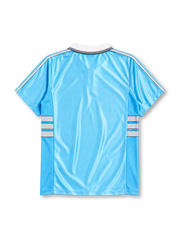 Olympique Marseille 1998/99 away jersey in sky blue with white stripe detailing and Ericsson branding