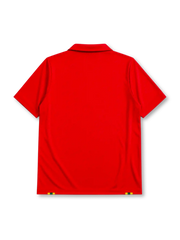 Wales 1976-79 home jersey in red with green and yellow side stripes and dual shoulder badges
