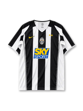 Juventus 2004/05 home jersey in black and white stripes with Sky Sport sponsor branding