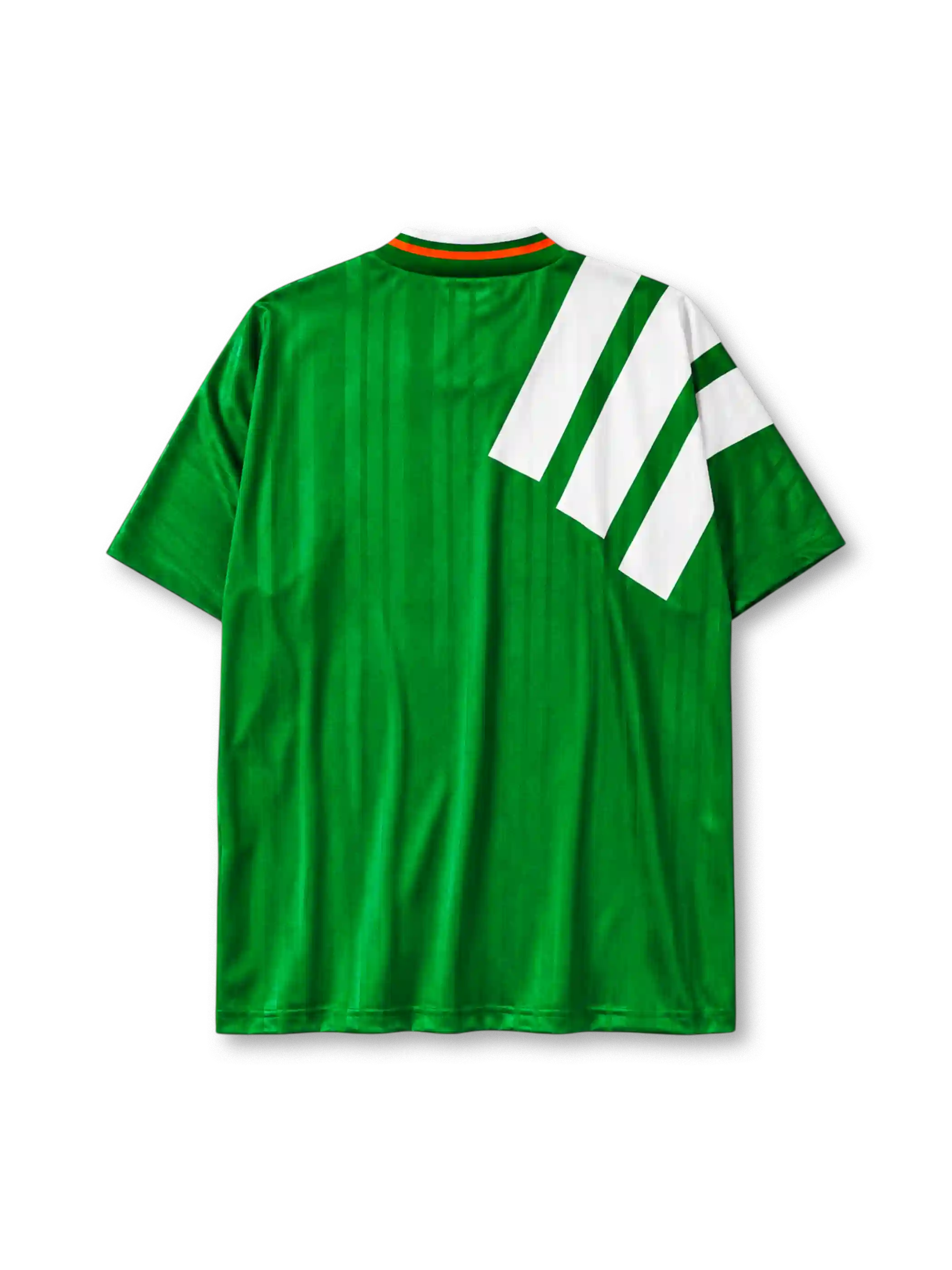 Republic of Ireland 1992-94 home jersey in green with bold white diagonal stripes and Opel branding