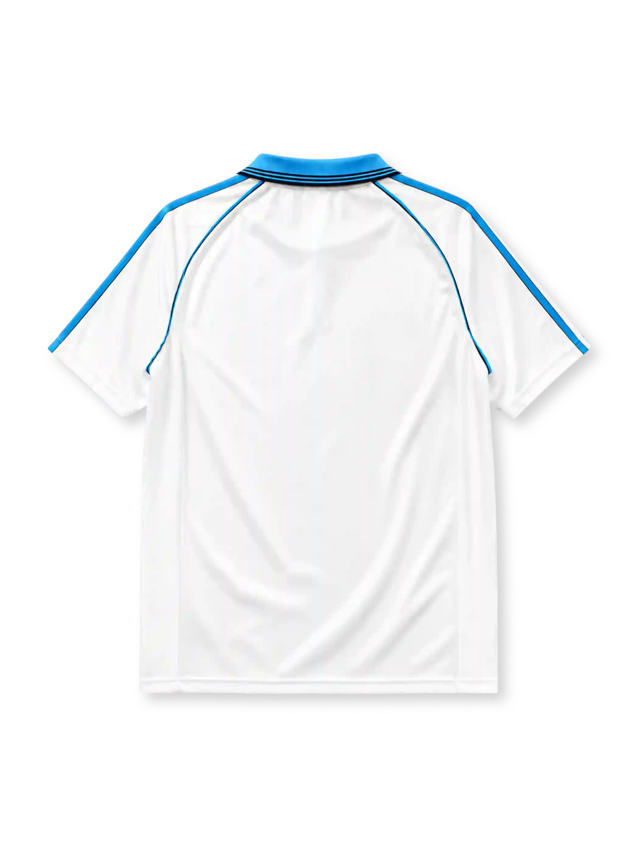 Olympique Marseille 1998/99 home jersey in white with sky blue adidas stripes and Ericsson branding