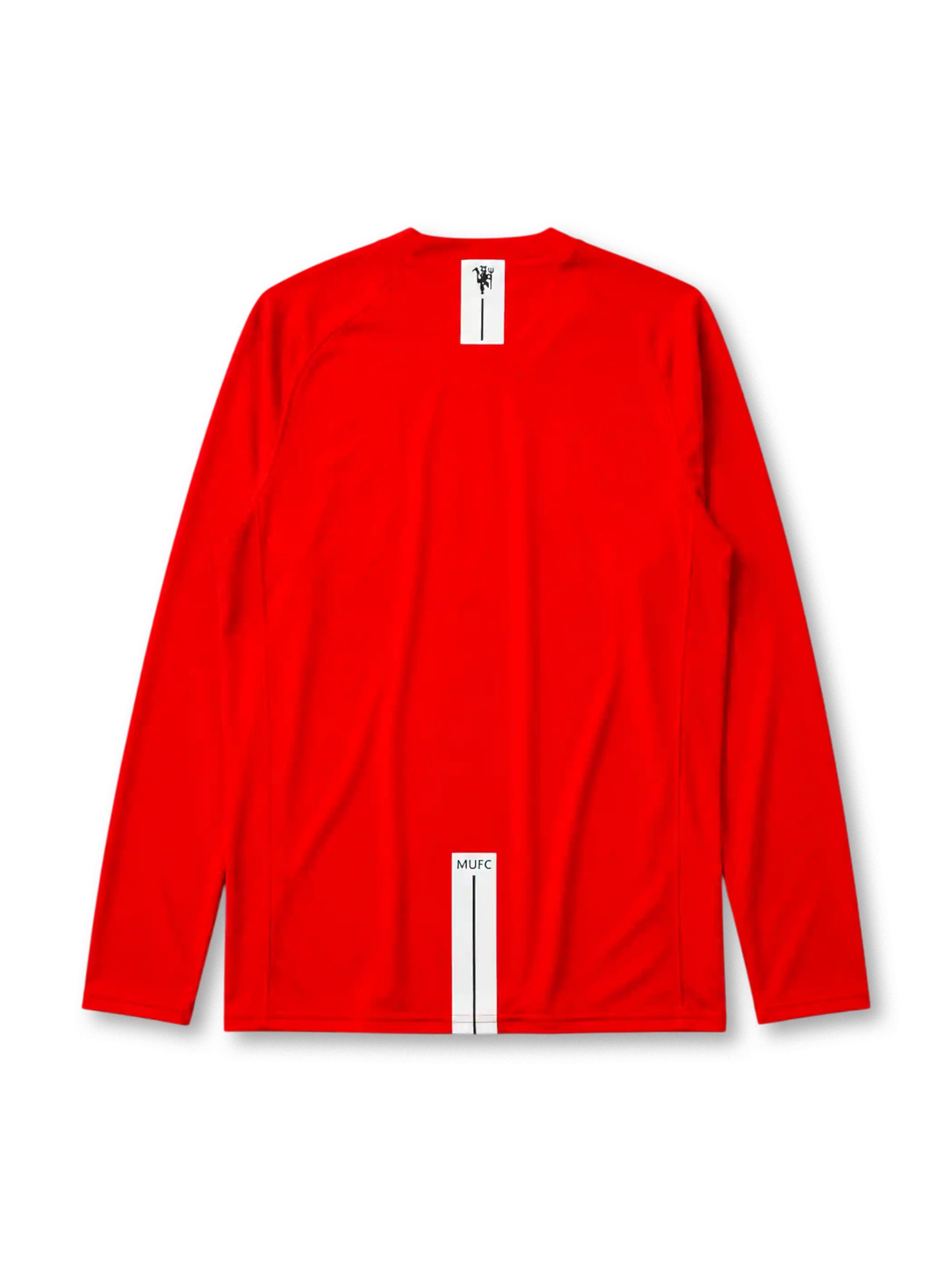 Manchester United 2007/08 home long sleeve league version jersey in red with rounded crest and AIG sponsor branding