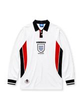 England 1998 World Cup home long sleeve jersey in white with red and black side panels