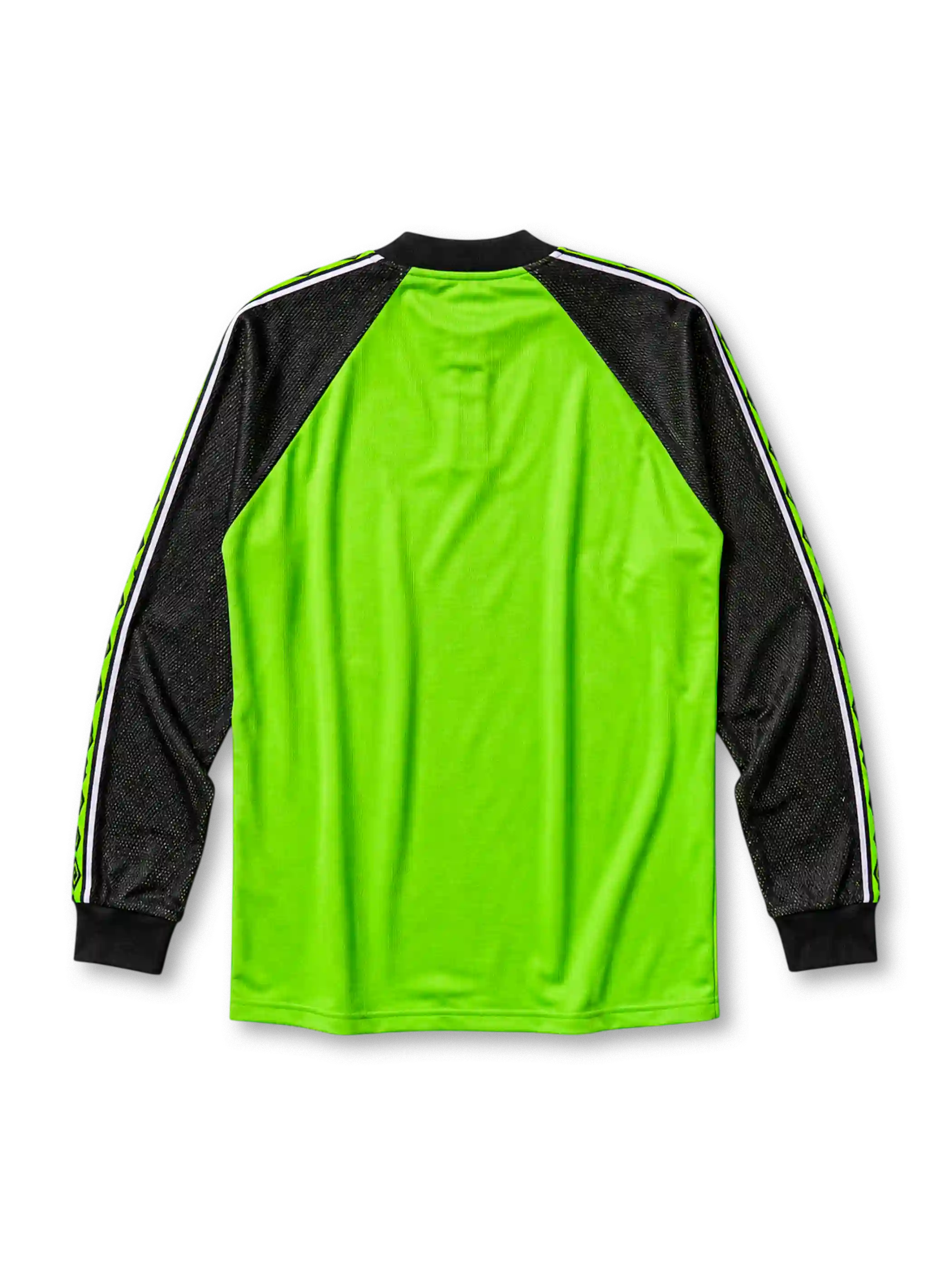 Manchester United 1998/99 goalkeeper jersey in neon green with black mesh panels and Sharp sponsor branding