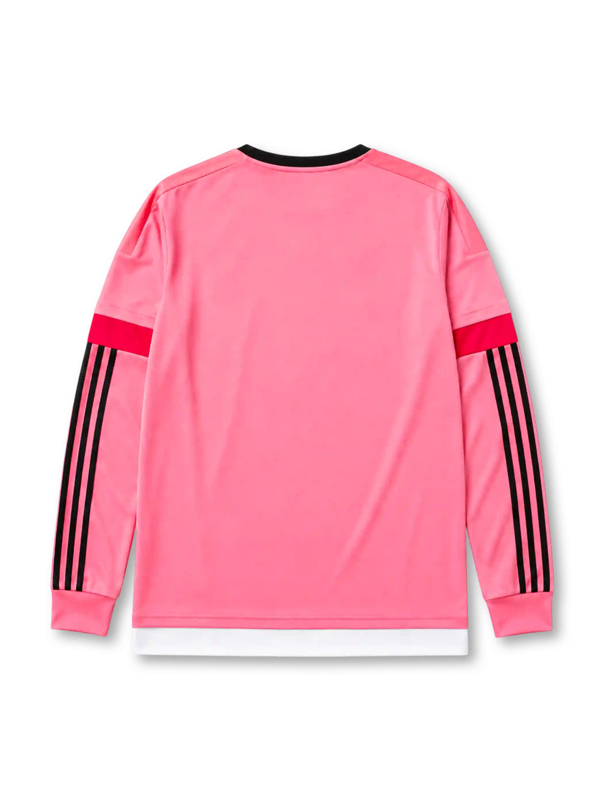 Juventus 2015/16 away long sleeve jersey in pink and black with Jeep sponsor branding