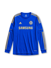 Chelsea 2012/13 home long sleeve jersey in blue with gold adidas stripes and Samsung sponsor branding