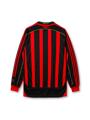AC Milan 2006/07 home long sleeve jersey in red and black stripes with gold piping and bwin branding