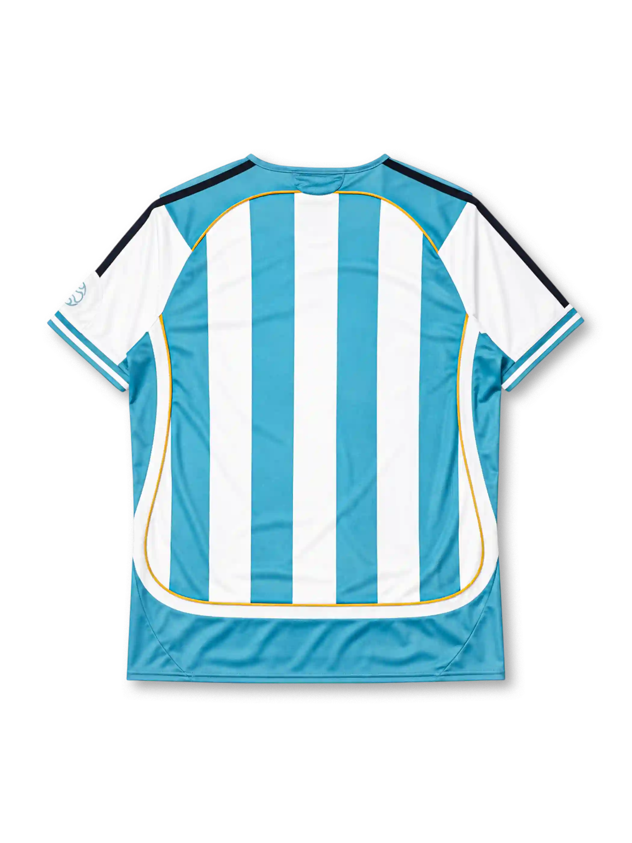 Argentina 2006 World Cup home jersey in sky blue and white stripes with gold piping and AFA crest