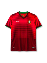 Portugal 2014 Nike home short sleeve jersey with red gradient stripes and centenary crest