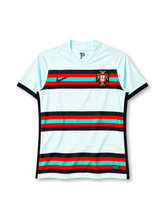 Portugal 2020 pale mint Nike away short sleeve jersey with black, red and teal hoops